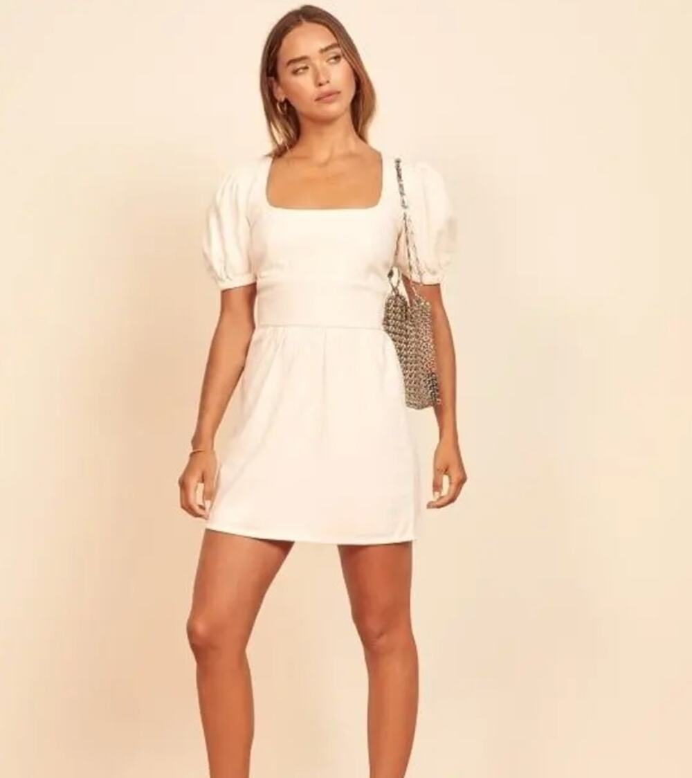 REFORMATION Gables Mini Dress Vintage Ivory Sz 8 $148 {DD53}